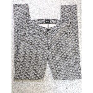 HUDSON NICO Sz 29 Diamond Art Deco Print Super Skinny Midrise Stretch Jean-Geo